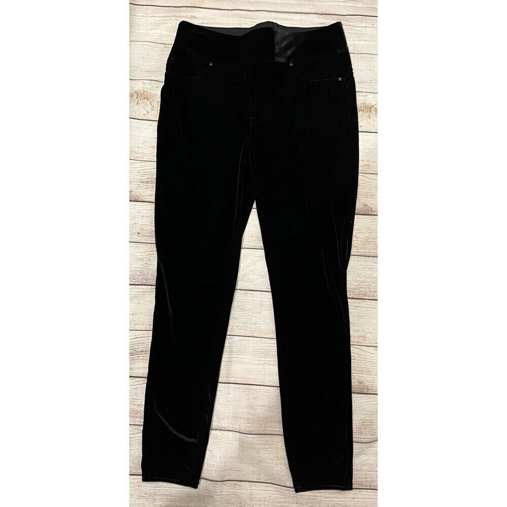 Seven7- Ankle Skinny Black Velvet Pull On Elastic Waist Pants Size Medium